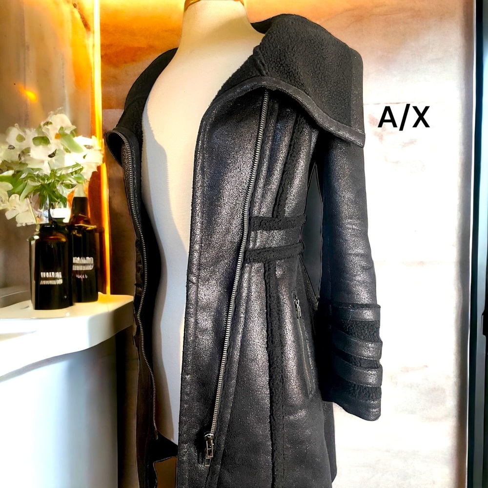 A/X leather jacket-Black-Like New-EUC